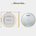 Round illuminated mirror with golden frame and memory function - 800x800mm