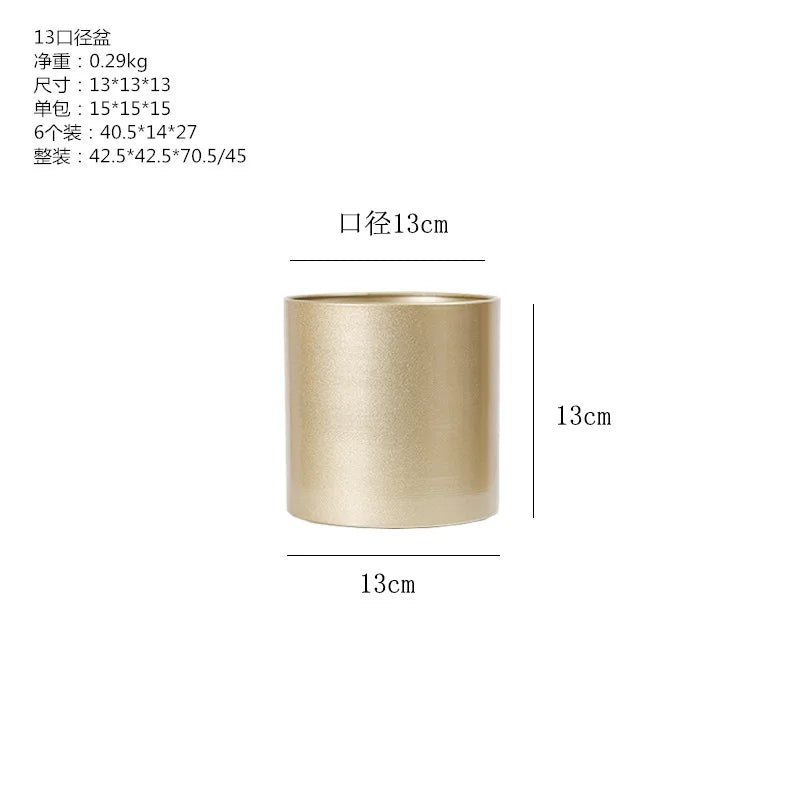 Creative cylindrical flower pot in metal for interior decoration - One