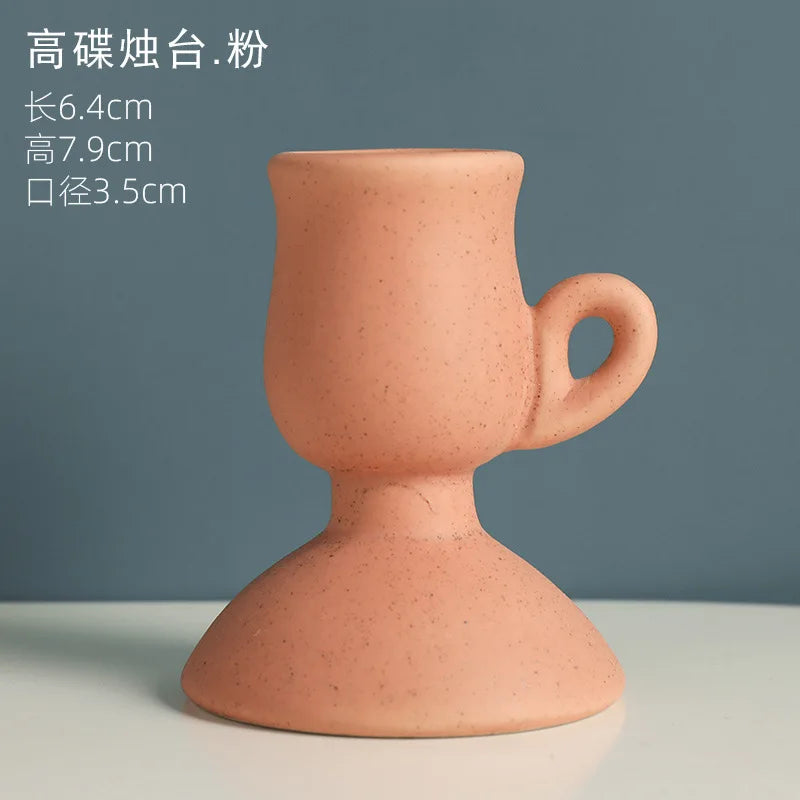 Nordic ceramic candle holder for elegant interior decoration - Bright Pink