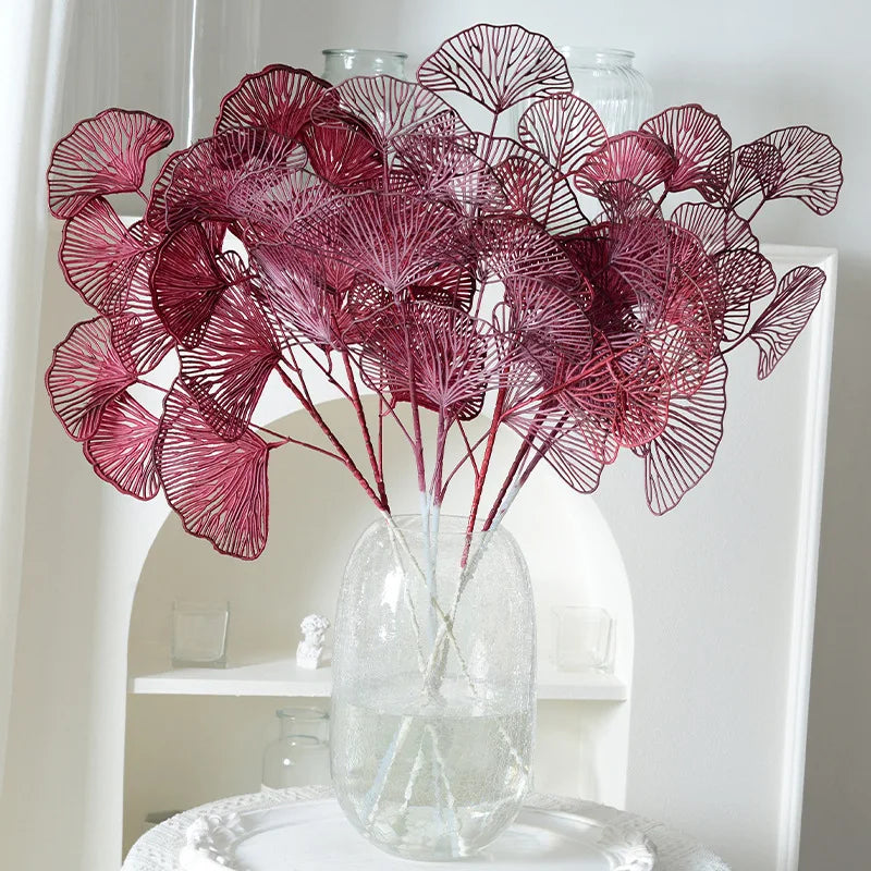 Set of artificial leaves ginkgo eucalyptus holly for floral decoration - view 2
