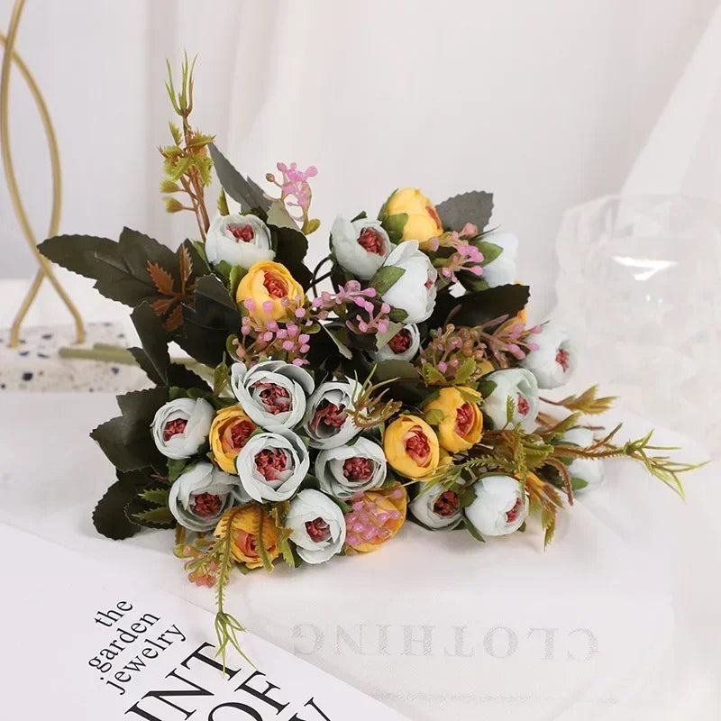 Artificial silk flowers bouquet of decorative camellia - view 6