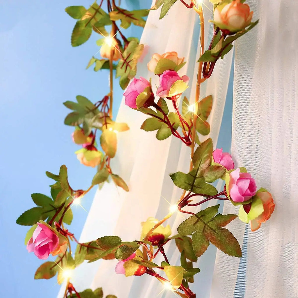Artificial light rose garland for fairy decoration - view 3