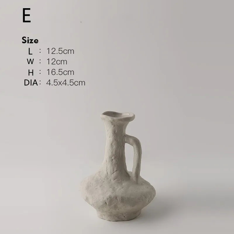 Hydroponics Nordic Style Simple Flower Pot, Ceramic White Vases, Table Accessories, Bathroom Aesthetic Room Decoration - E