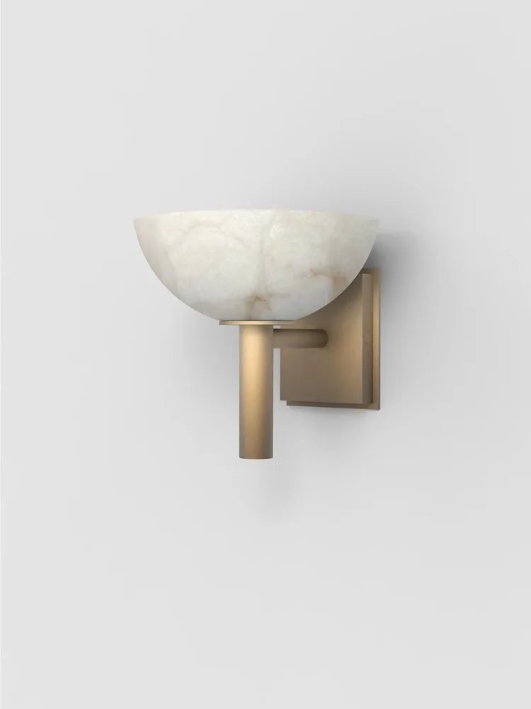 Circular wall sconce in marble and copper modern antique style