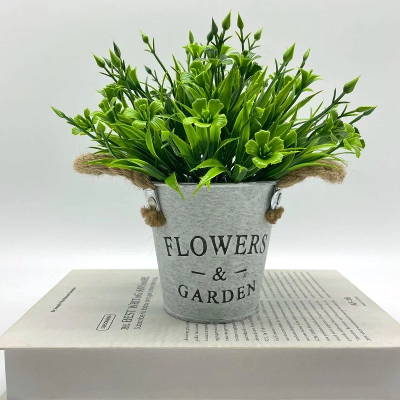 False bonsai pot artificial plant for interior decoration - Green