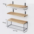 Floating wooden shelves for storage and interior decoration - Brun