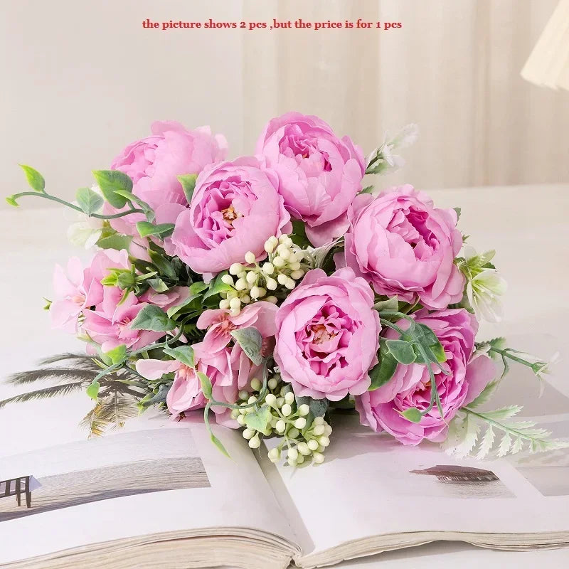Bouquet of artificial peonies for interior decoration - Purple