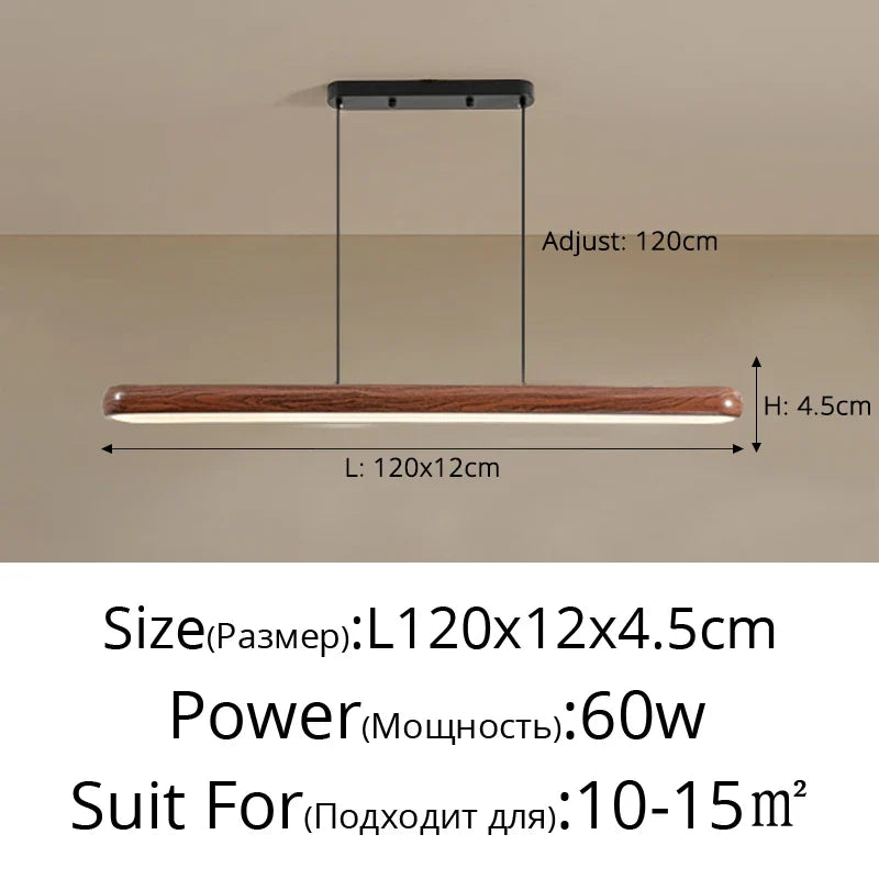 Minimalist Aisle Lights, Long Strips Creative Nordic Restaurant Lights Simple Walnut Color Porch Balcony Ceiling Lamps - Chandelier-L100x12cm / 3 Colors No Remote