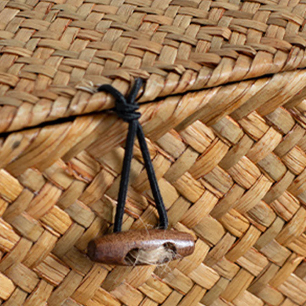 Vintage wicker basket hand woven with lid - view 7