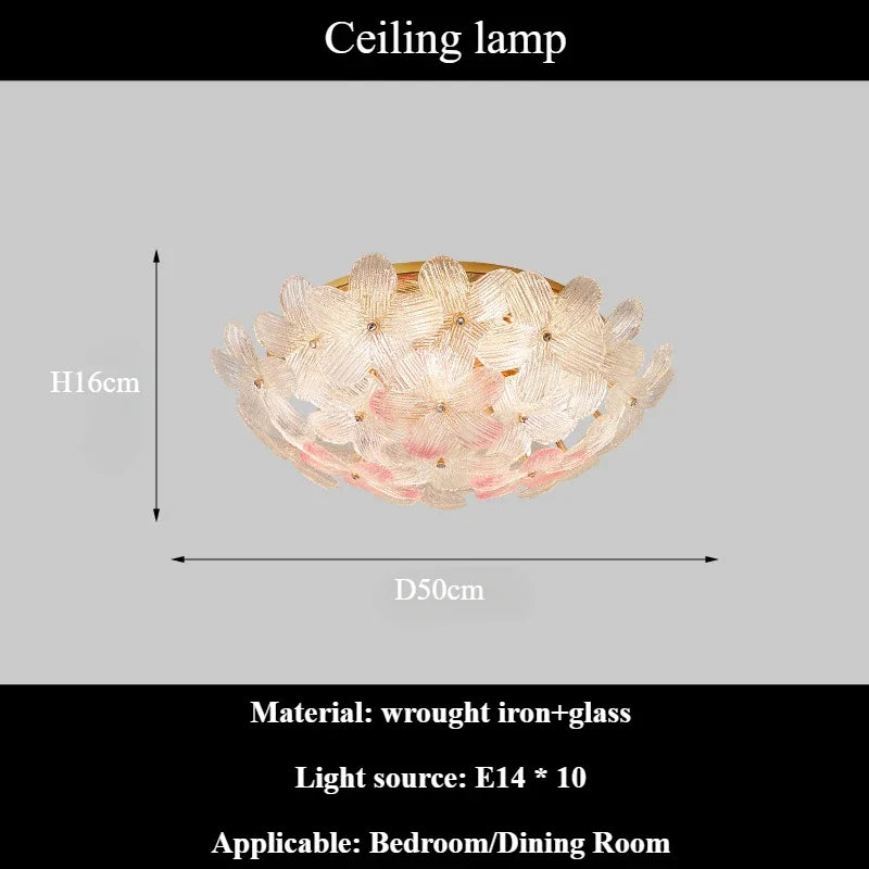 Modern glass pendant light for retro design interior decoration - B-Light Pink D50CM / Warm Light 3000K