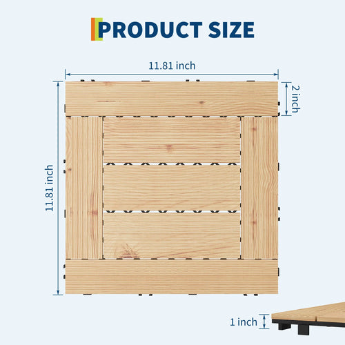 12x12 in. Acacia Wood Interlocking Deck Tiles Slip-Resistant - view 3