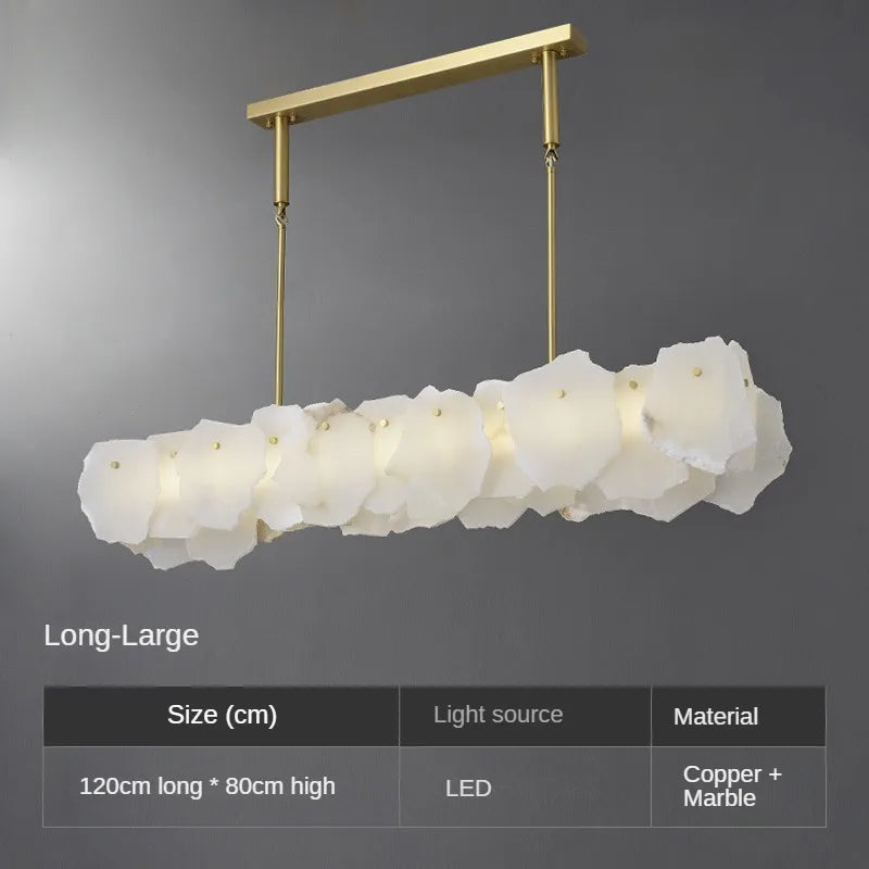 Natural copper marble chandelier for elegant interior decoration - L 120cm / Cool White