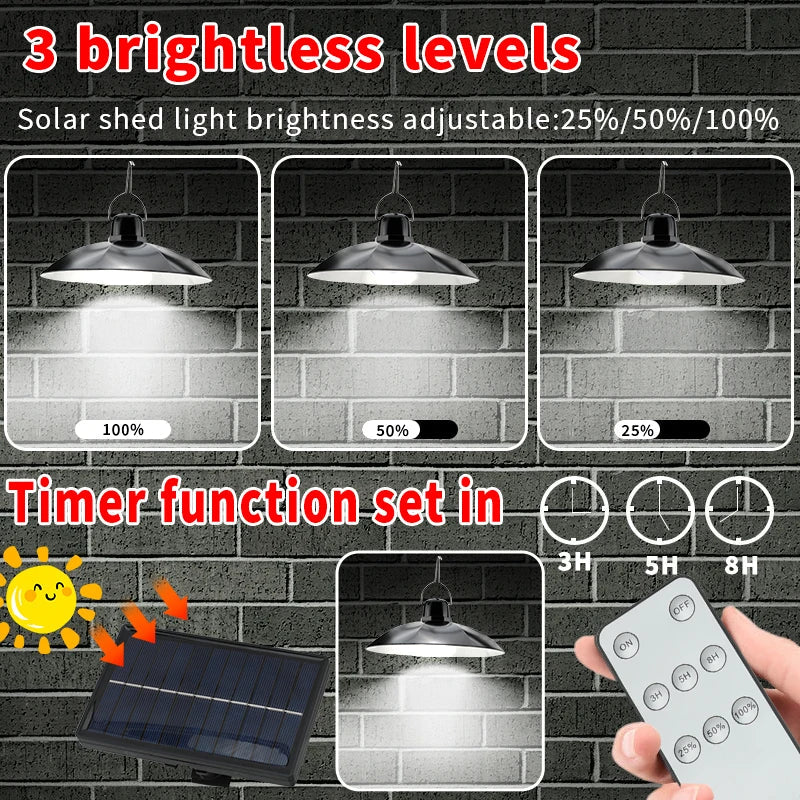 Solar led pendant light with remote control for outdoor garden camping - view 3