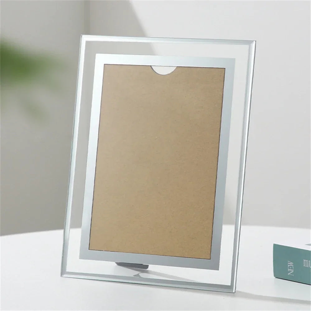 Crystal picture frame for family portraits and travels - Glass / 5 inches 8.9 x 12.7cm