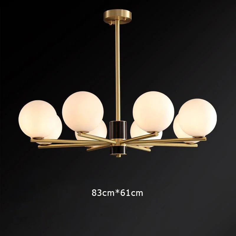 Nordic luxury pendant light in gold copper with white glass balls - 8 Heads2 / Warm White