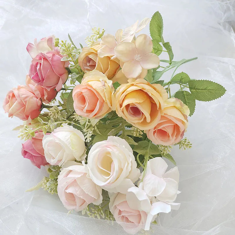 Bouquet of retro artificial peonies for wedding decoration