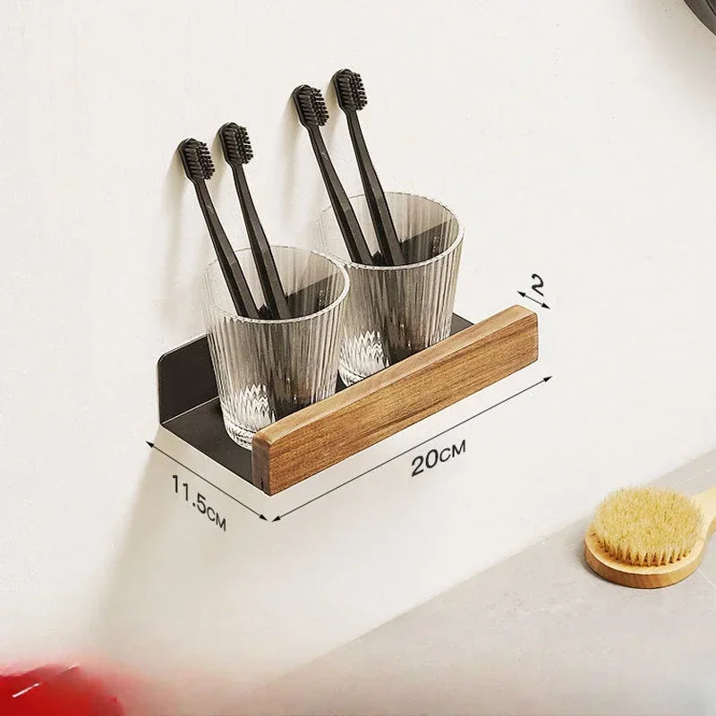 Solid wood wall shelf for practical storage without perforation - 11,5X20CM