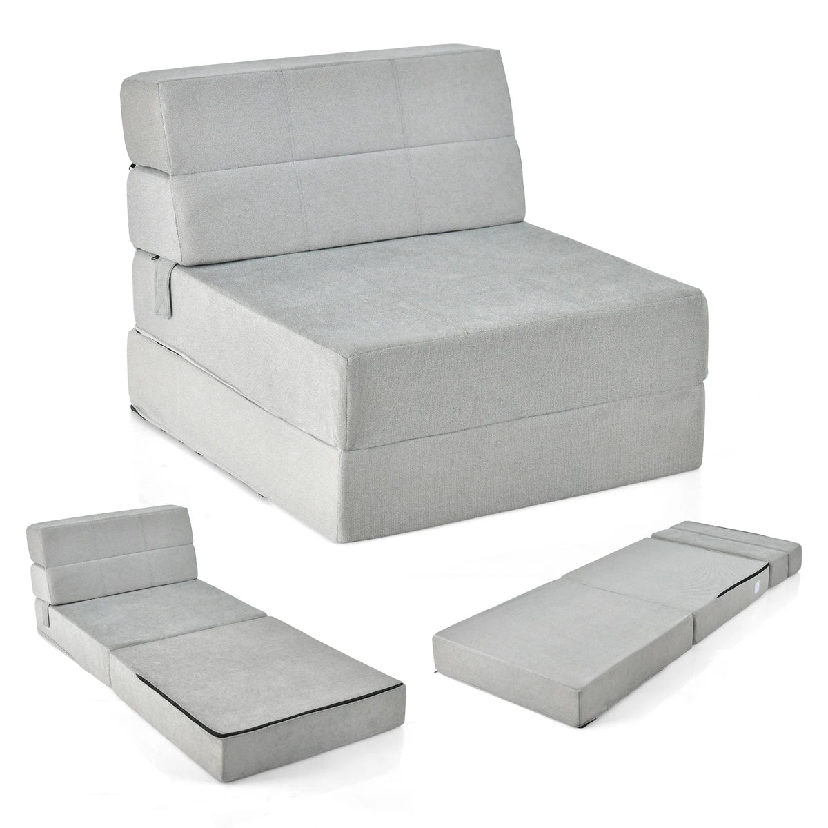 3 in 1 folding sofa bed, folding mattress, foam extra thick (15cm), sofa bed, floor mattress, folding mattress, guest mattress - Gray
