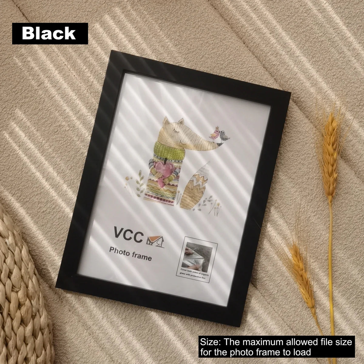 Wooden picture frame to hang or pose decorative - Black Frame / A4 21X30cm