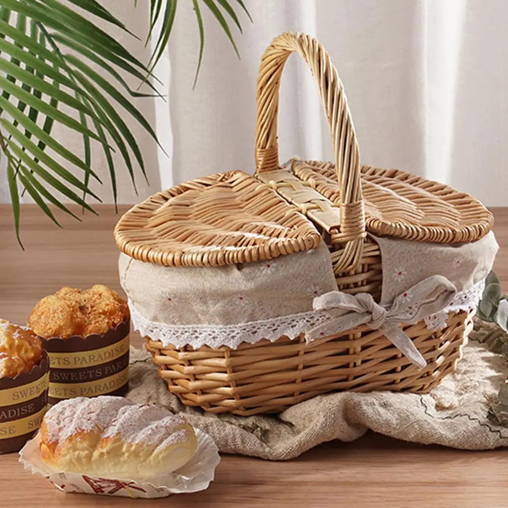 Wicker picnic basket hand woven for outdoor - view 3