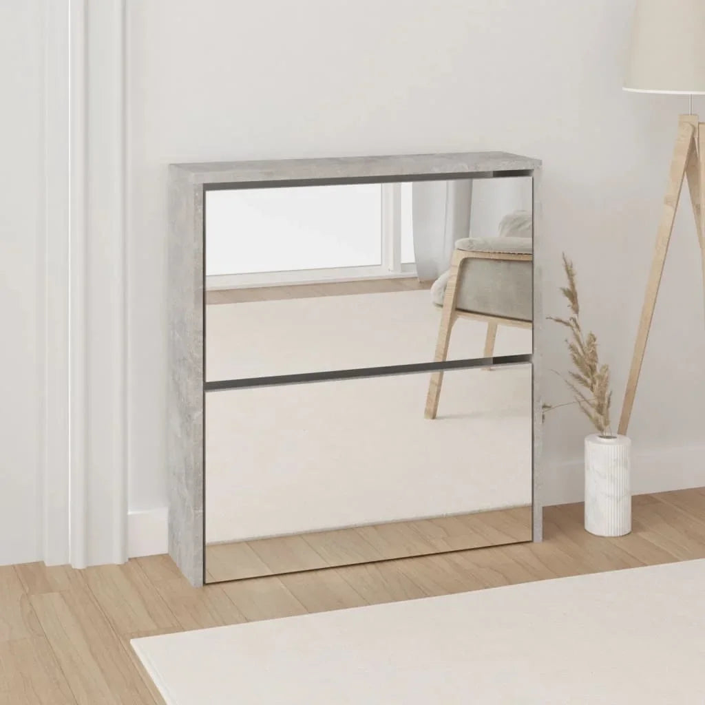 Two-level modern design mirror shoe cabinet