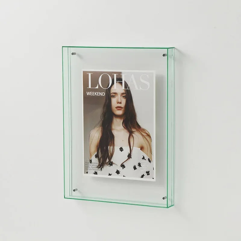Transparent acrylic frame for various photos and decorations - Fluorescent Green / 21x30cm