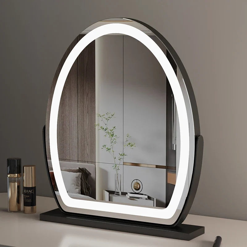 Lighted courtesy mirror with touch sensor and dimmable lighting