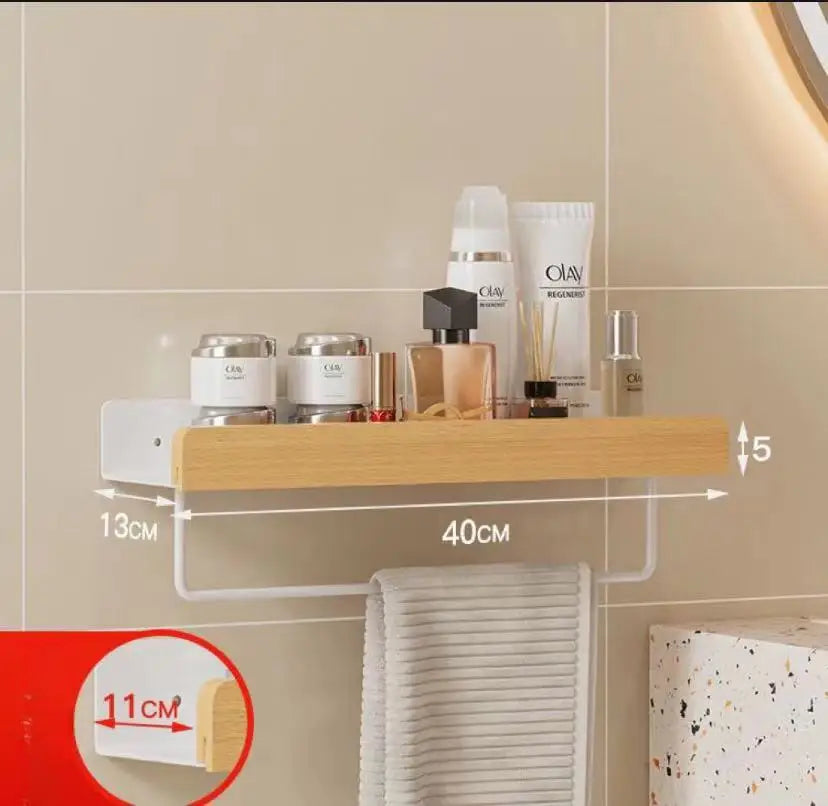 Waterproof beech shelf for kitchen and bathroom storage - White 40cm With Stems