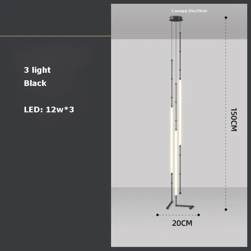 Art decoration chandelier in black metal with led lighting - 3 light Black A / White light