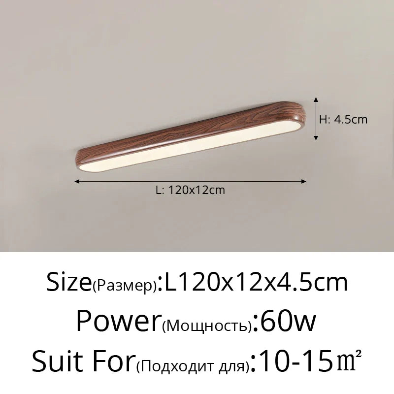 Minimalist Aisle Lights, Long Strips Creative Nordic Restaurant Lights Simple Walnut Color Porch Balcony Ceiling Lamps - Ceiling-L120x12cm / 3 Colors No Remote