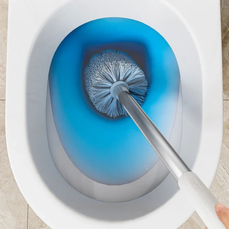 Toilet brush set with flexible wall support - view 3