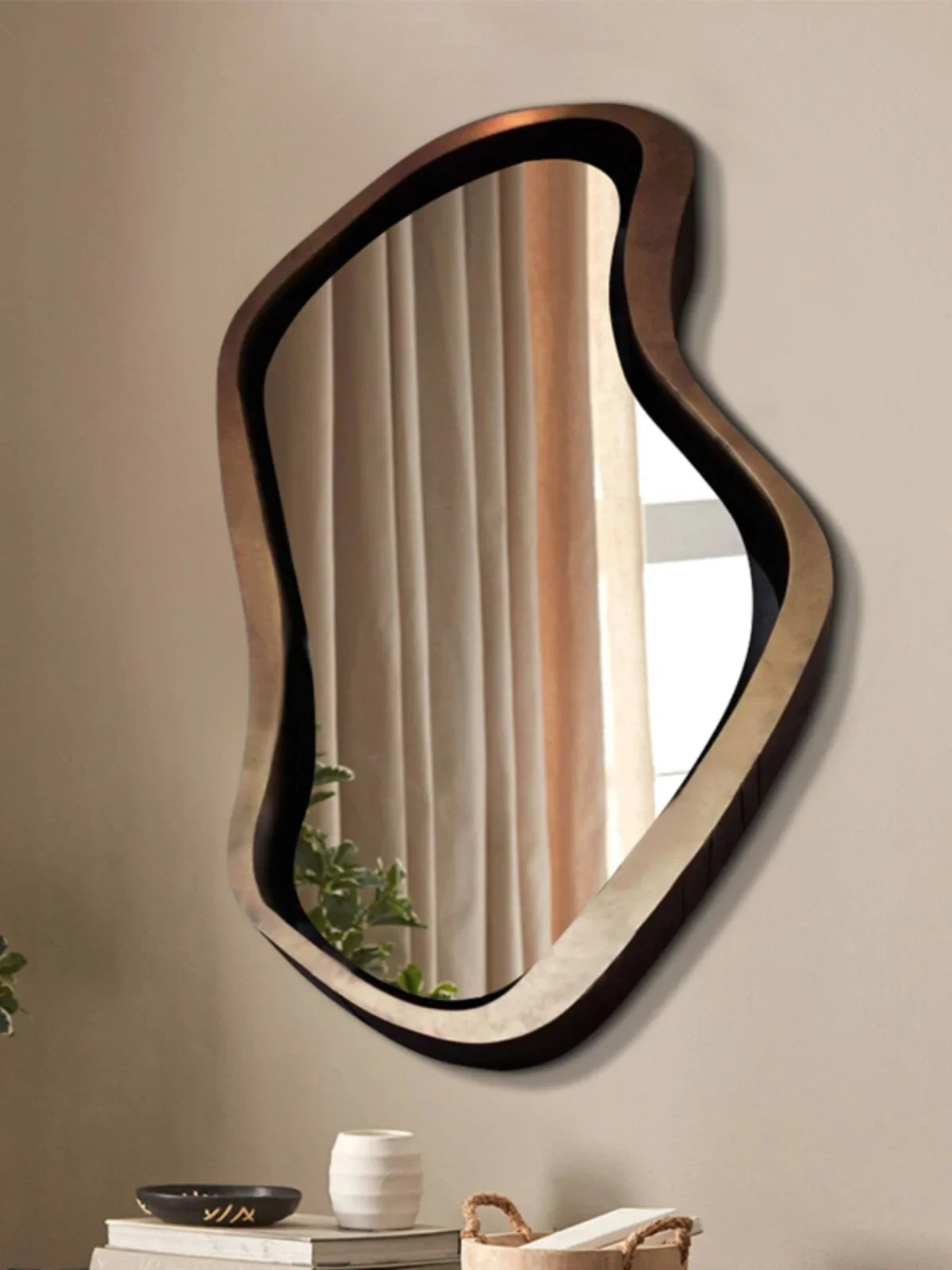Minimalist nordic wall mirror creative with led lighting - view 2