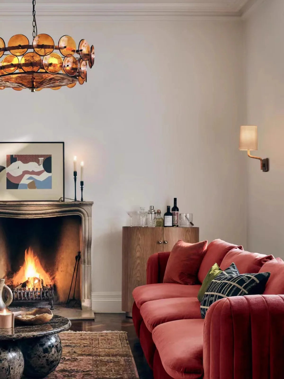 Vintage chandelier in amber glass for interior decoration - view 2