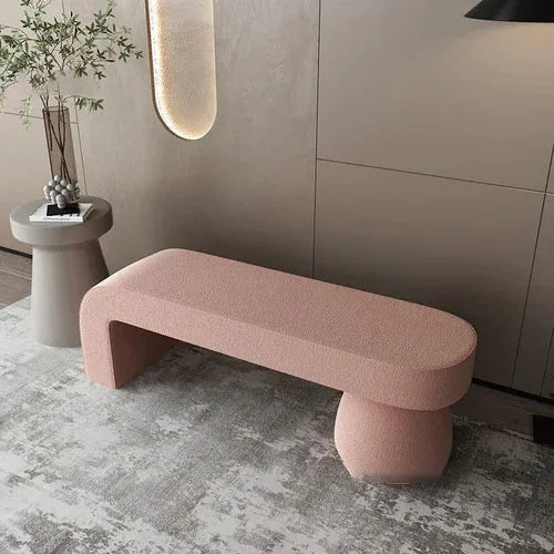 Lamb wool changing stools for an elegant interior - B 150cm Pink
