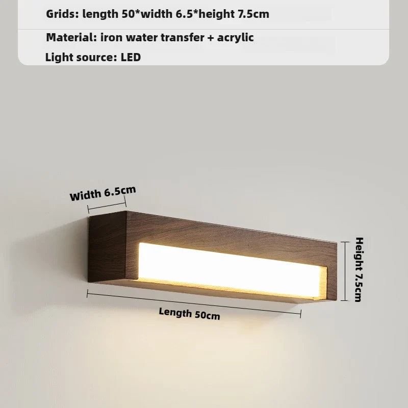 Retro wall sconce for interior design with led lighting - 3 modifiables / Walnut Color - 50cm