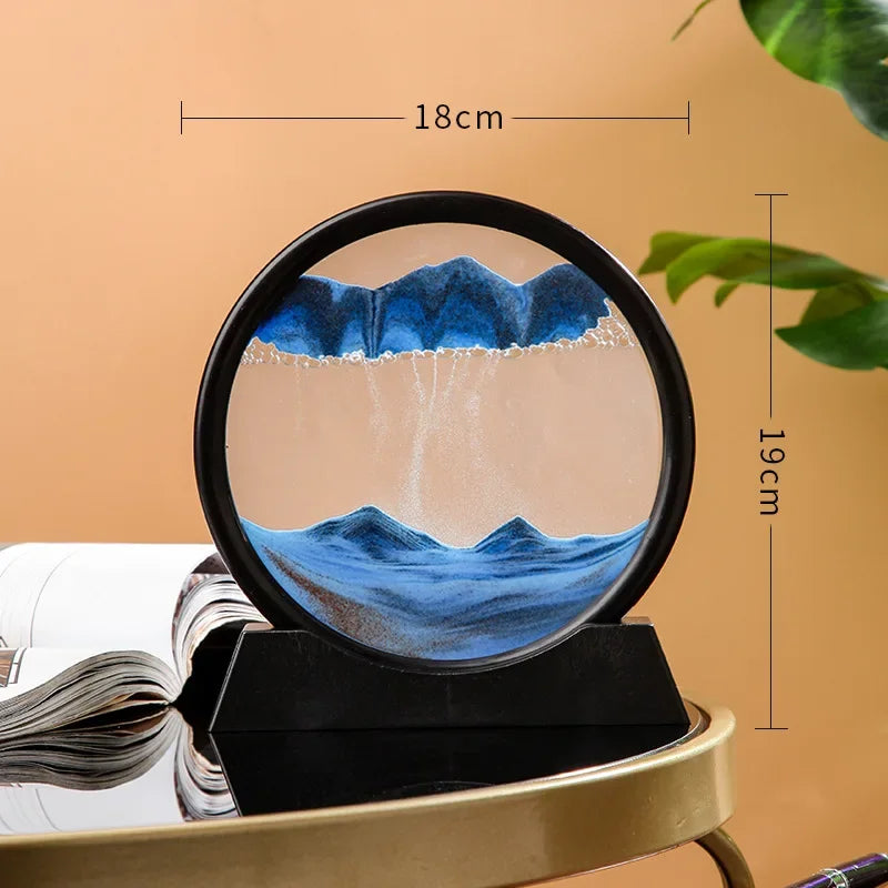 Glass hourglass 3d sand landscape in motion artistic decoration - C-Blue (7 Inches)