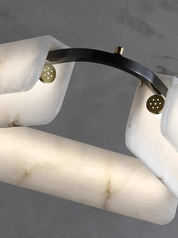 Pure natural marble chandelier and modern light copper design - view 5