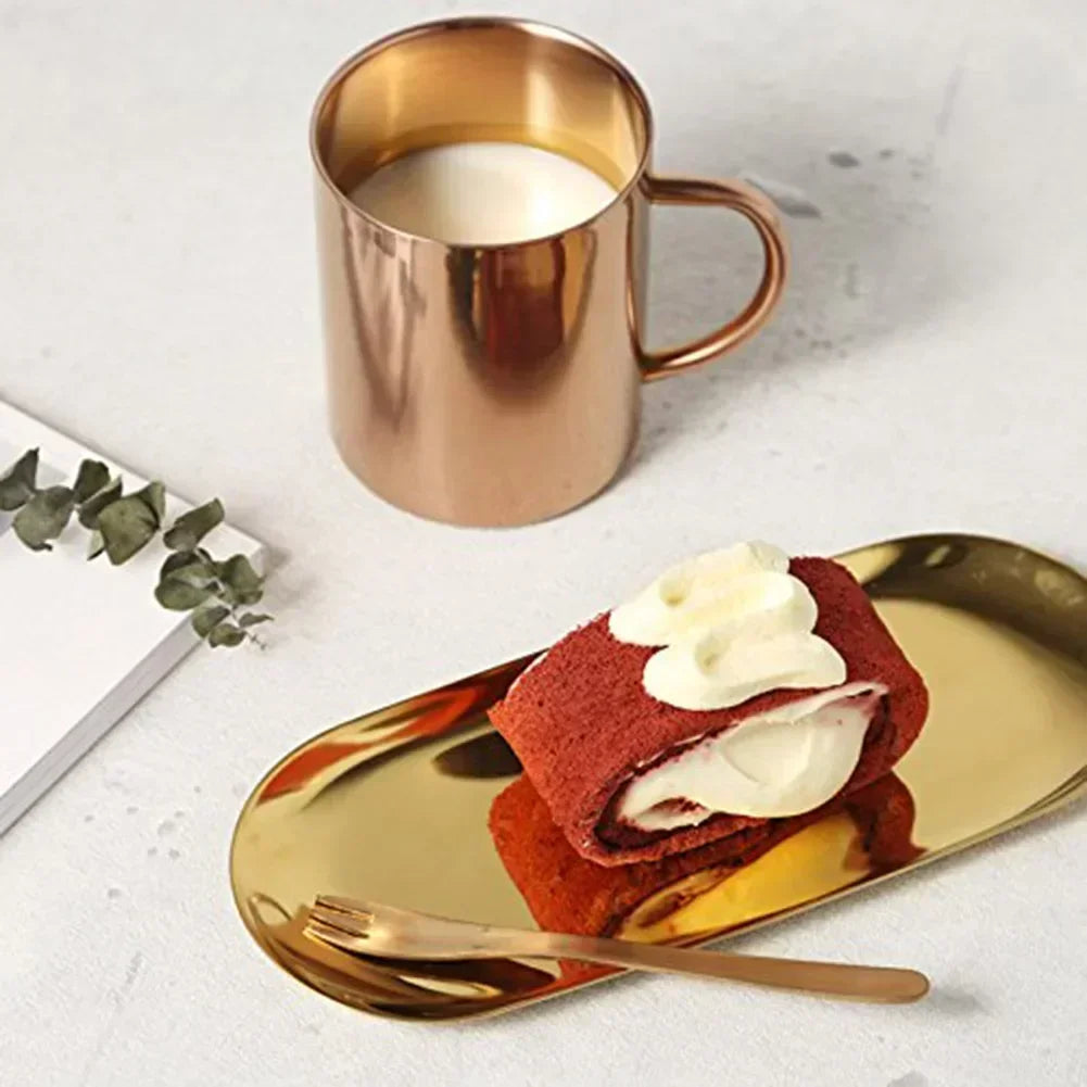 Gold stainless steel oval storage tray for various objects - view 2