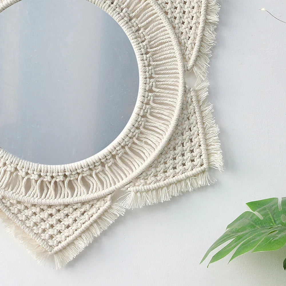 Wall mirror in macrame interior decoration bohemian style - view 4