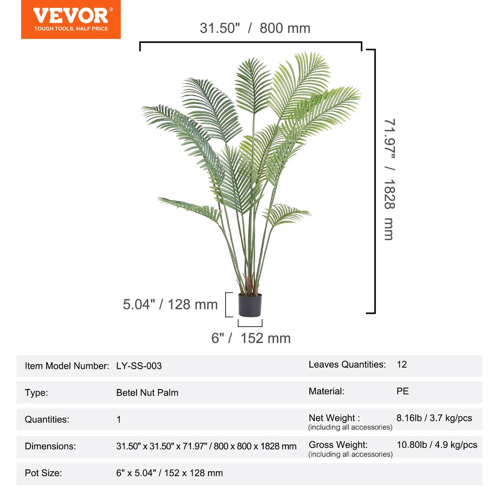 Artificial palm plant easy to care and secure for indoors - Type 3 2 Pieces