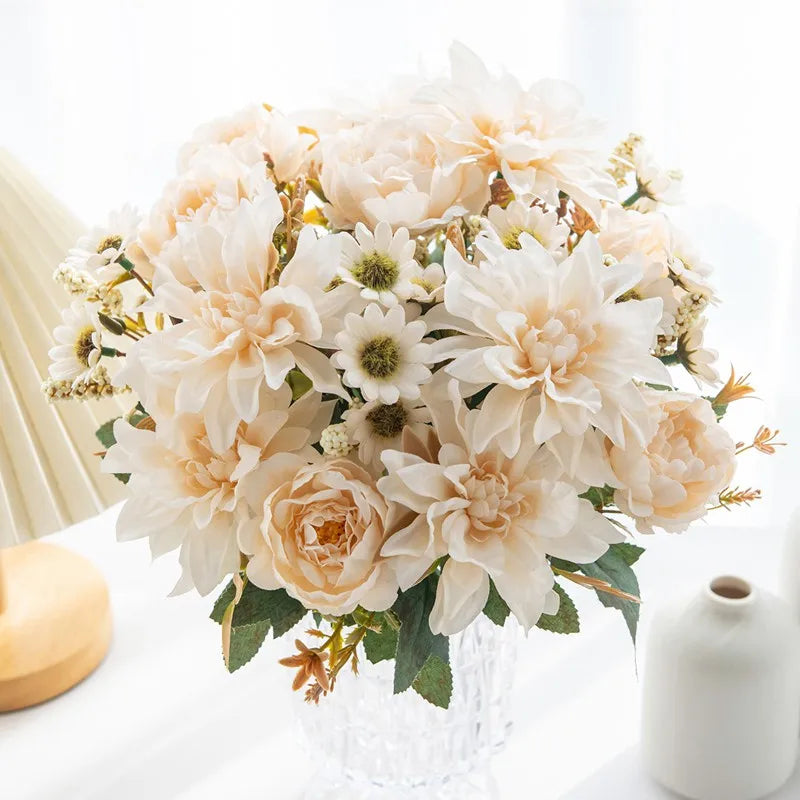 Artificial flower dahlia pink marguerite for decoration wedding party - view 2