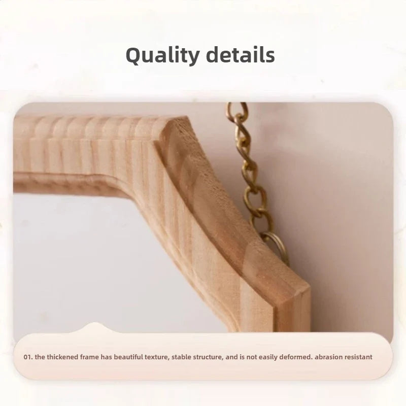 Vintage solid wood mirror for waterproof and rustproof make-up - view 4