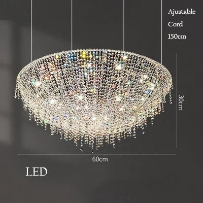 Retro Crystal Chandelier for Elegant Interior Decoration - Warm Light / Dia60cm / Clear Crystal