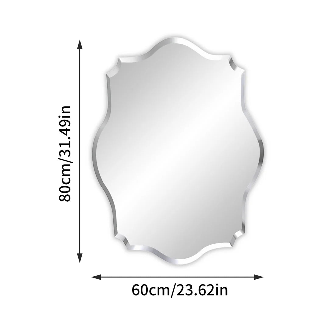 LUVODI Minimalist Frameless Wall Hanging Mirror Asymmetrical Vanity Mirror with Beveled Edge for Bathroom,Entryway - 60x80cm (24x32 inch)