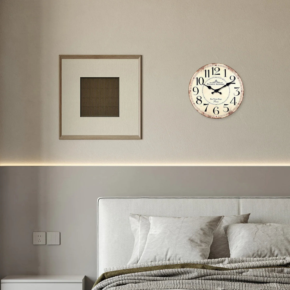 Wall clock retro wood pattern Clement Audierne silent decoration - view 4