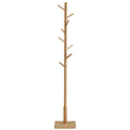 VASAGLE Coat Rack, Solid Wood Coat Stand, Free Standing Hall Coat Tree with 8 Hooks for Coats, Hats, Bags, Purses, for Entryway - Khaki