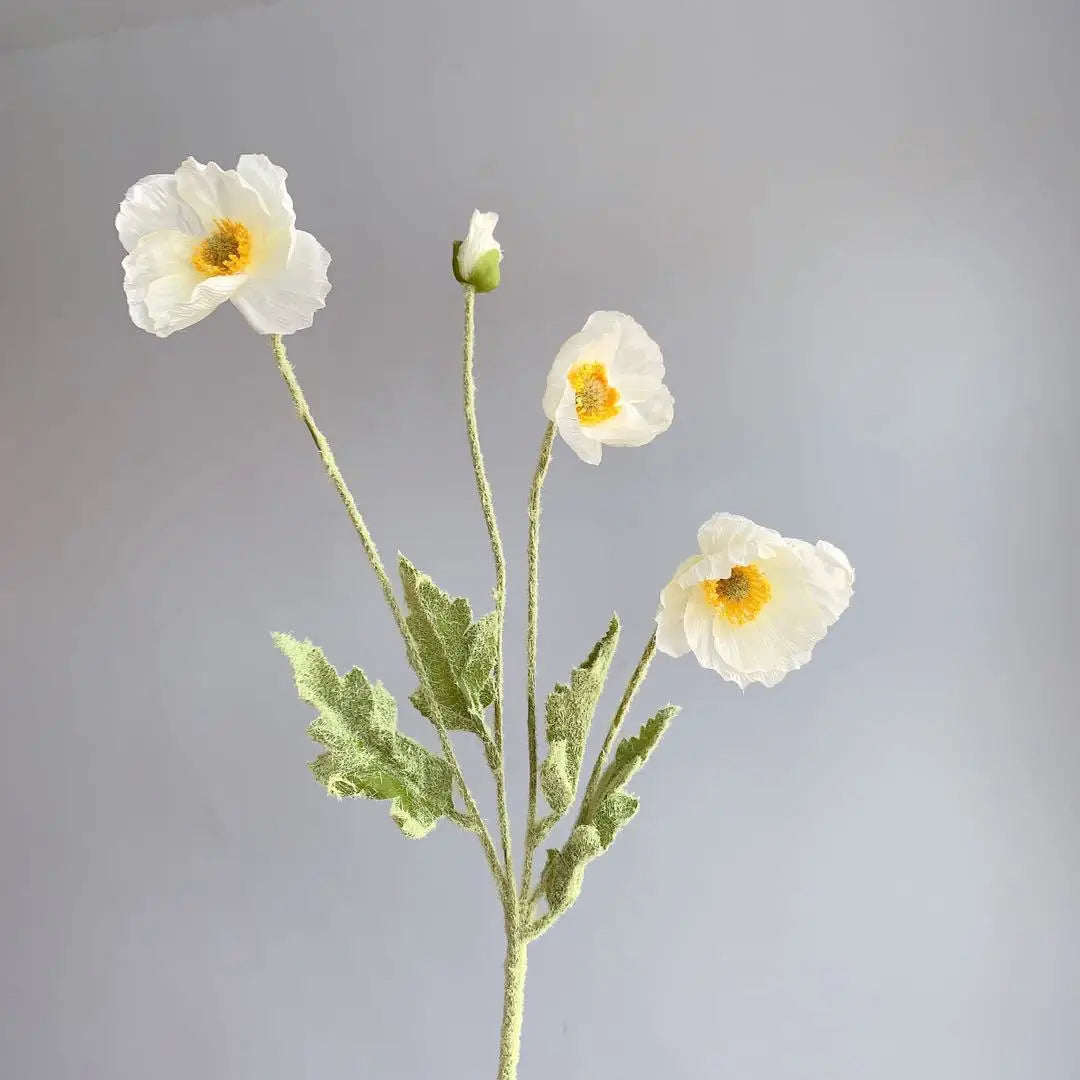 Bouquet of artificial flowers poppy for home decoration garden party - White