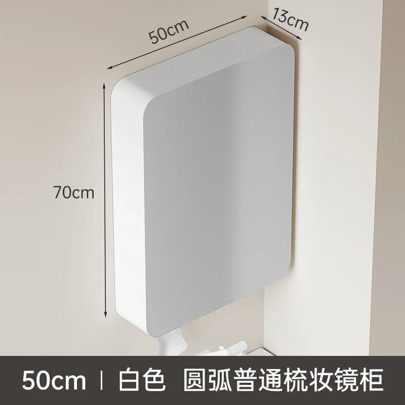 Circular aluminum cabinet with intelligent lighting mirror and storage - 50cm 3