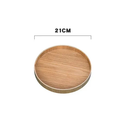Japanese round wooden tray for service and tea - 21 cm