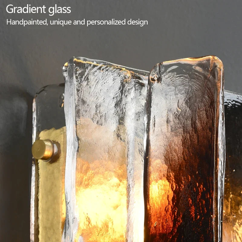 All Copper Living Room wall sconce, Modern Luxury Tv Wall Designer Glass Pendant Lamp Minimalist Nordic Bedroom bedside lamp - view 5